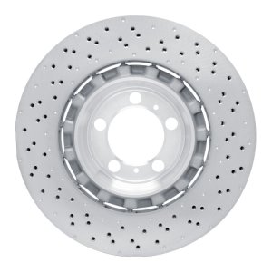 Porsche 911 Brake Rotor (1) - Left Rear - R1 Concepts - Drilled Carbon Alloy GeoMET - `13-`19